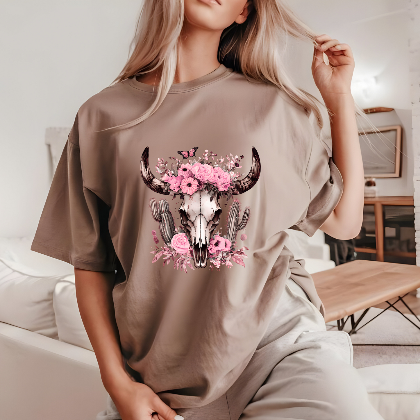 Boho Western Cow Skull Tee